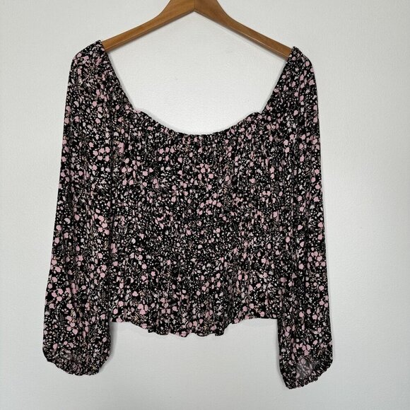 J Crew Puff Sleeve Drapey Crepe Top Small Fall Garden Floral - Picture 1 of 11